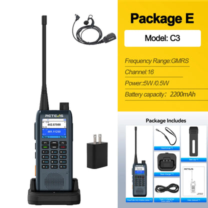Retevis C63 UHF Walkie Talkie Portable 5W Long-lasting Battery Communication Radio LCD Screen TypeC Emergency for Hotel Security