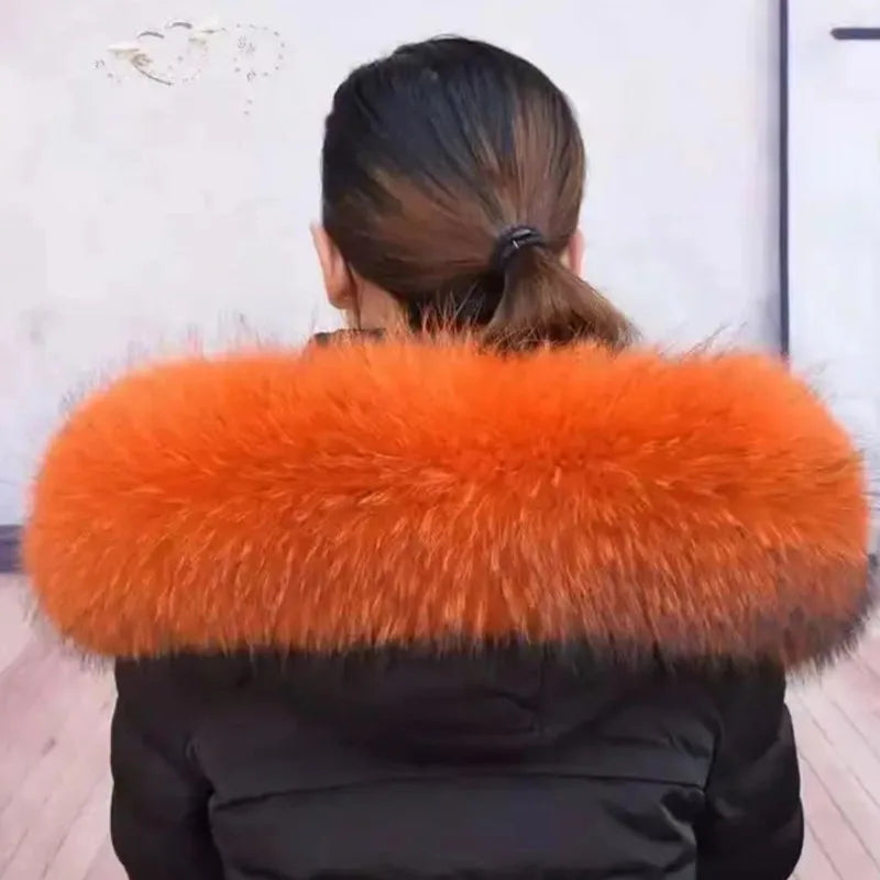 2025 Winter Raccoon Fur Collar Women Men Luxury Natural Fur Hood Trim Decors For Coat Jacket  Genuine Real Fur Shawls Scarves