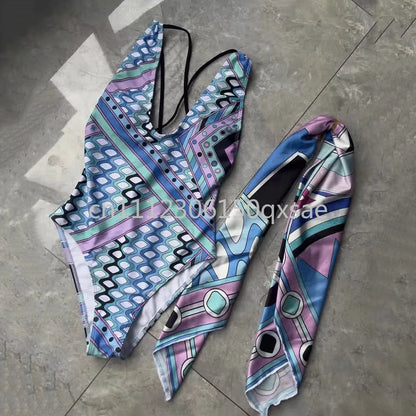 Classic Design Women's Headband Swimsuits with Letter Signature Logo Designer Brand Lady Sexy Scarf Swimsuits Beachwear