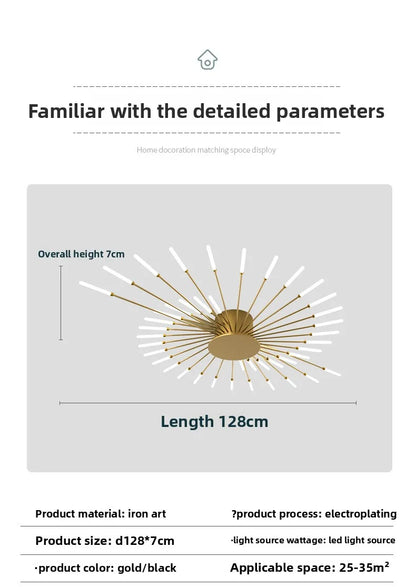 Minimalist LED Ceiling Lamp, Elegant Swirl Firework Design for Living Room, Bedroom, Dining Room