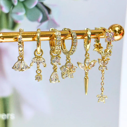 Women's 925 Sterling Silver Ear Needle Crystal Zircon Water Droplets Stud Hoop Gold Huggie Earrings Premium Luxury Party Jewelry