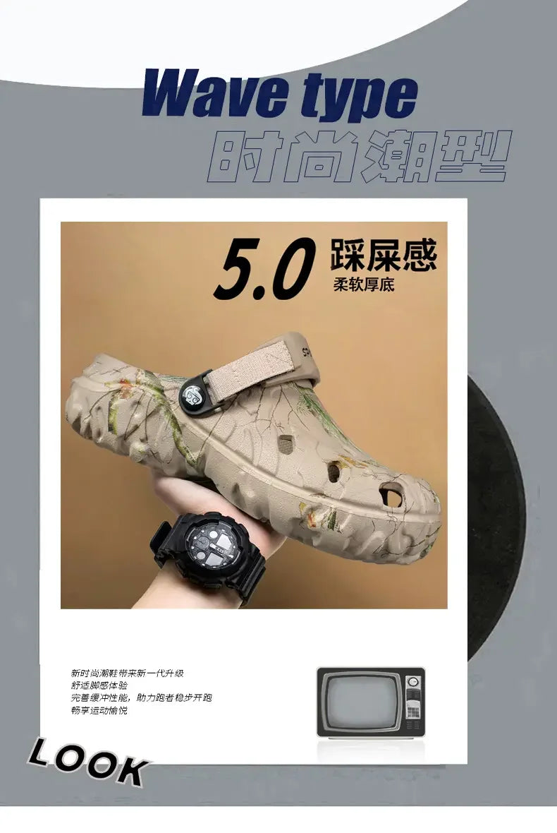 Summer Men Slippers Camouflage Platform Outdoor Clogs Shoe Women Beach Sandals Male Soft EVA Indoor Home Slides Big Size 46 47