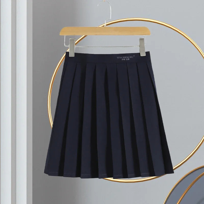 Basic Style Japanese Korean School Uniform College High School Student Uniforms Sailor Cosplay Costumes Black Top Pleated Skirt