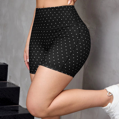  Women's Sexy Polka Dot Yoga Shorts Summer Casual Running Fitness Shorts Sportswear High Waist Tights Gym Outfit