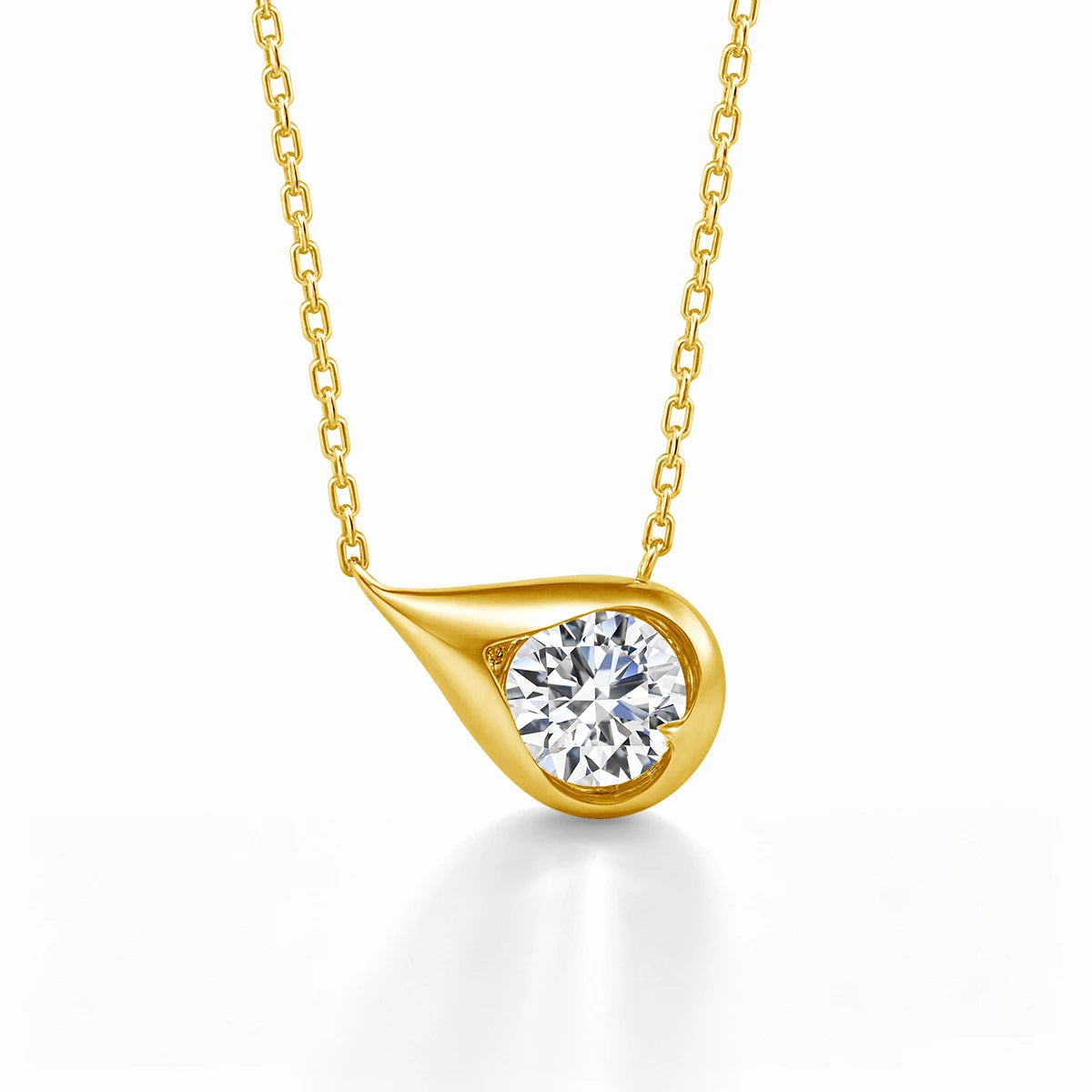 925 Silver Water Droplet Shaped Pendant 1.2CT Round Moissanite Clavicle Necklace For Women Wedding Anniversary Gift