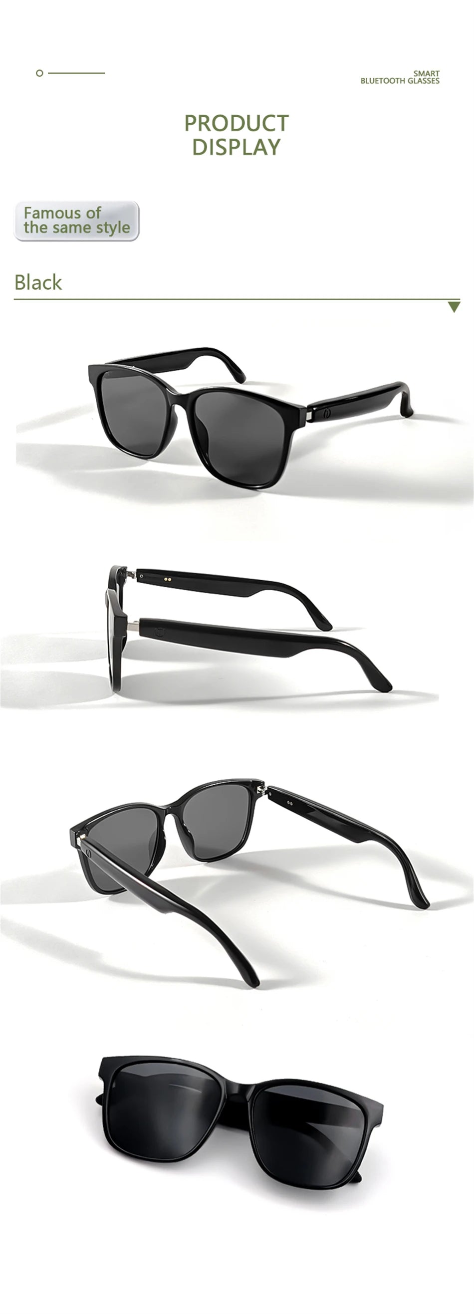 New Smart Glasses Intelligent Driving Navigation Wireless Music Play Outdoor Sunglasses Bluetooth Call Anti-blue Light Eyeglass