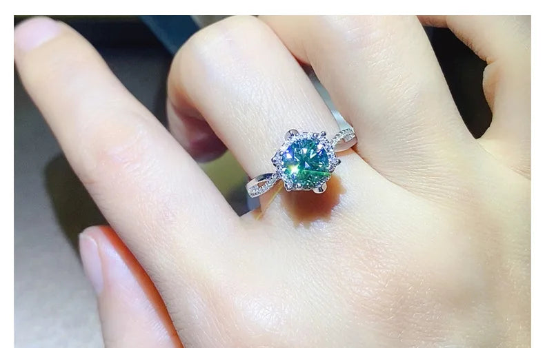 100% Original Certified 18K platinum PT950 Royal Manor 2 Carat Green Moissanite Ring Diamond Ring Comes with Certificate
