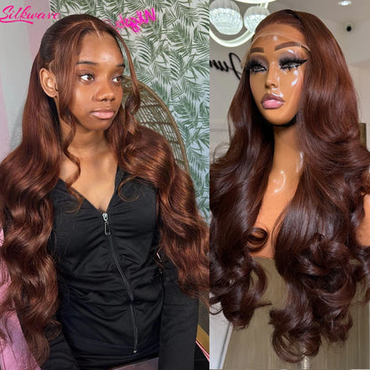 Silkwave Body Wave Chocolate Brown Lace Front Wig Brazilian 30 Inch 13x6 HD Lace Frontal Wigs For Women Colored Human Hair Wig