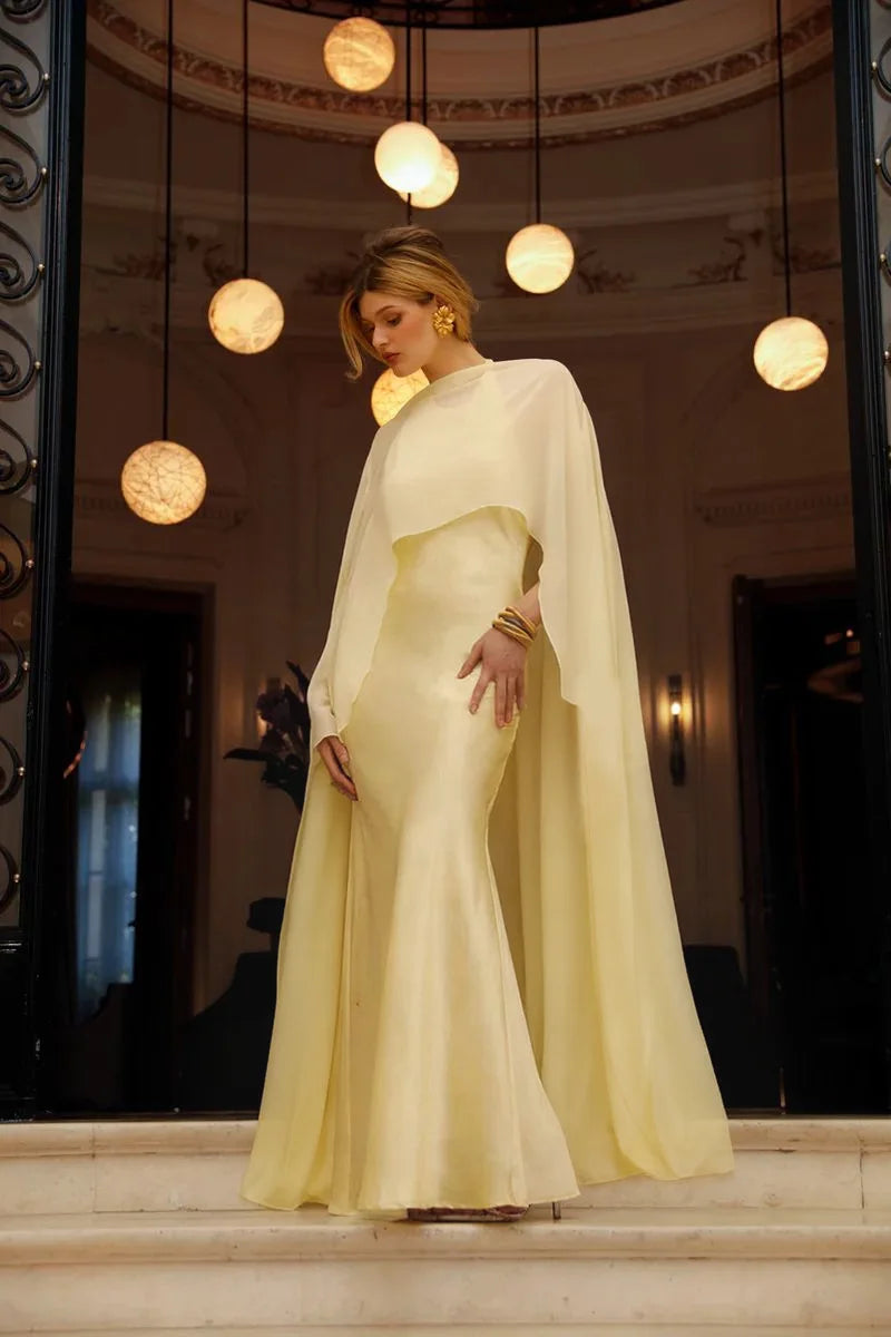 Vintage Women's Poncho Chiffon Transparent Cape For Women Elegent Sheer Mesh Shawl Wraps Long Tail Cocktail Party Shoulder Cape