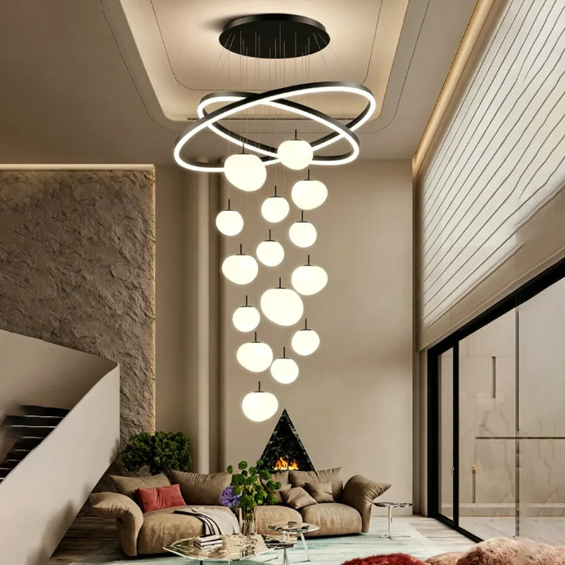 Modern Home Decor LED Lights Pendant Light Lamps for Staircase Chandeliers for Living Room Hanging Light Indoor Lighting