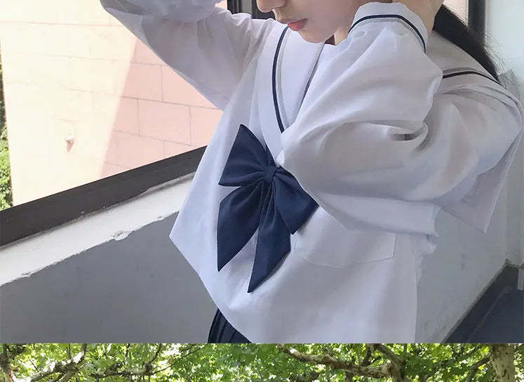 JK Uniform Full Set Basic Spring Shore Gold Two Long-sleeved Japanese Soft Girl Student College Style Sailor Suit