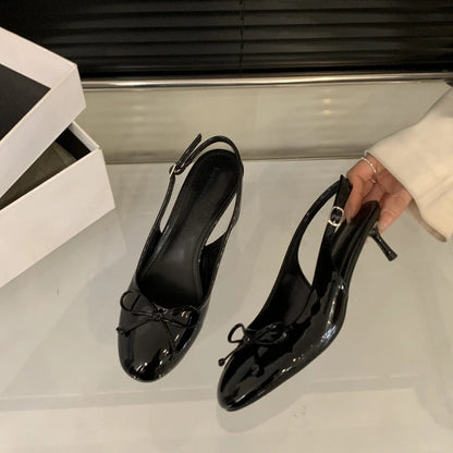 Luxury Metal Designer Women's High Heels Fashionable Open-heel Stiletto Sandals New Spring Style Slip-on Buckle Dress Shoes