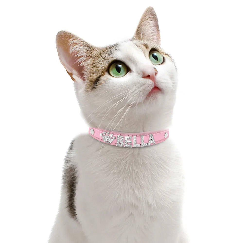 Personalized Small Dogs Chihuahua Collar Bling Rhinestone Dog Collars Free Custom Pet Dogs Cats Name Charms Pet Accessories