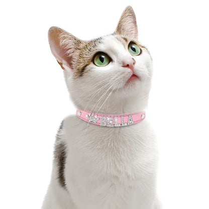 Personalized Small Dogs Chihuahua Collar Bling Rhinestone Dog Collars Free Custom Pet Dogs Cats Name Charms Pet Accessories