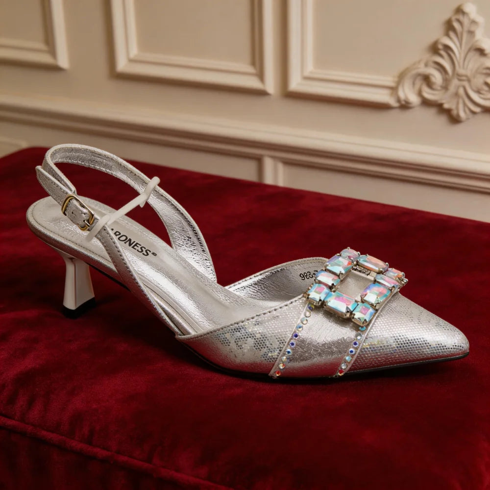 New Italian Shoes and Bags Matching Set 2026 Elegant Woman Heeled Shoes for Wedding Pointed Toe Rhinestone Heeled Pumps