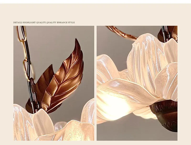  Flower Petal Pendant Light Medieval Style Chandelier Retro Tricolor Lights Interior Restaurant Living Room Bedroom Lighting