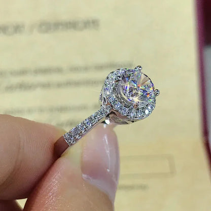 925Sterling Silver New Mozzarella Diamond Ring Female Internet Celebrity Live Stream Exclusive Set Zircon Inlaid Daily Wear Ring
