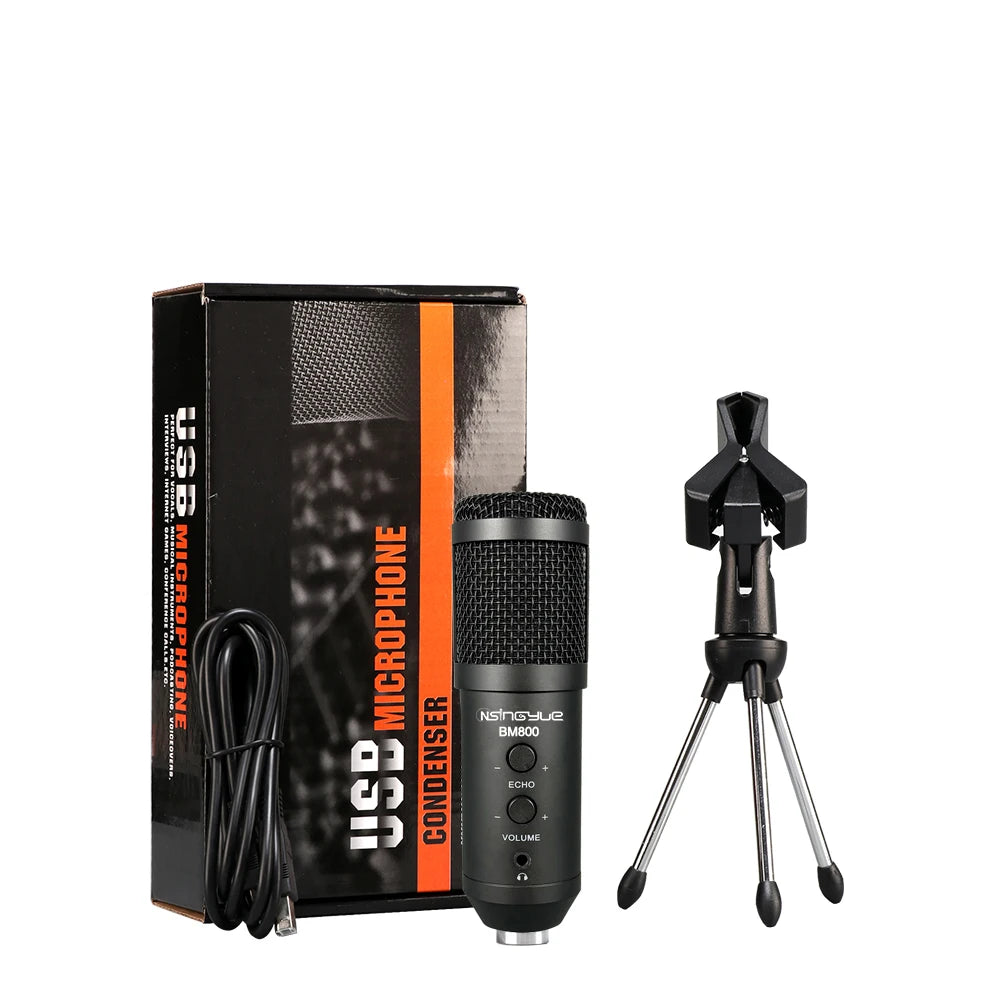 USB Microphone,with Volume and Echo Control,Computer Condenser Gaming Mic for PC/Laptop,for Singing,Podcast,Studio Recording