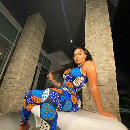 BOOFEENAA Polka Dot Print New Jumpsuits 2020 Cute Sexy Outfits For Women Clubwear Bodycon Tracksuit Rompers C16-BF27