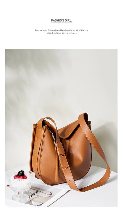 Women's Genuine Grade Cow Leather Bag Luxury Designer Ladies Shoulder Crossbody Purse Bag Female Cowhide Large Capacity Tote Bag