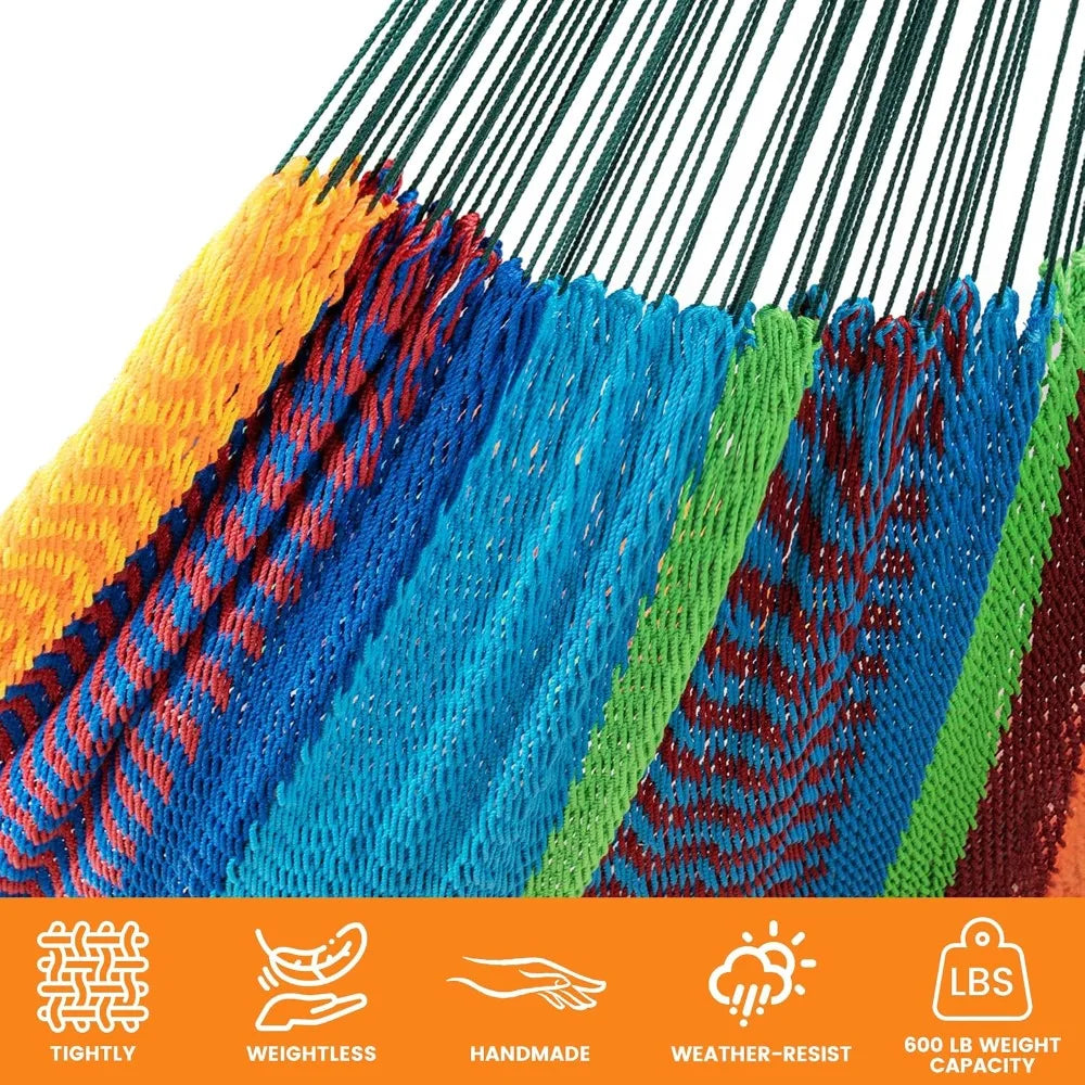 Mayan Hammock with Heavy Duty Steel Stand for Outdoor & Indoor Relaxation