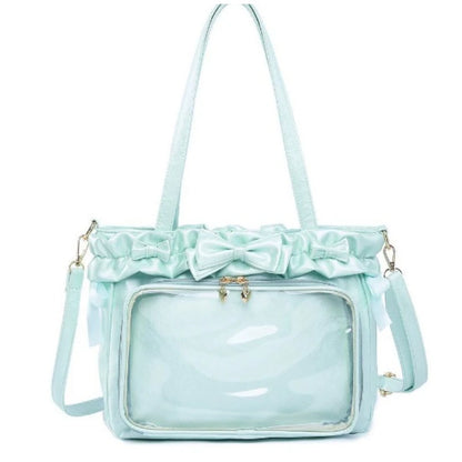 DIY Anime Badge Crossbody Shoulder Bag Subculture Ruched JK Uniform Bolso Mujer Сумки 2026 Lolita Women Ita Bags PU Clear Window