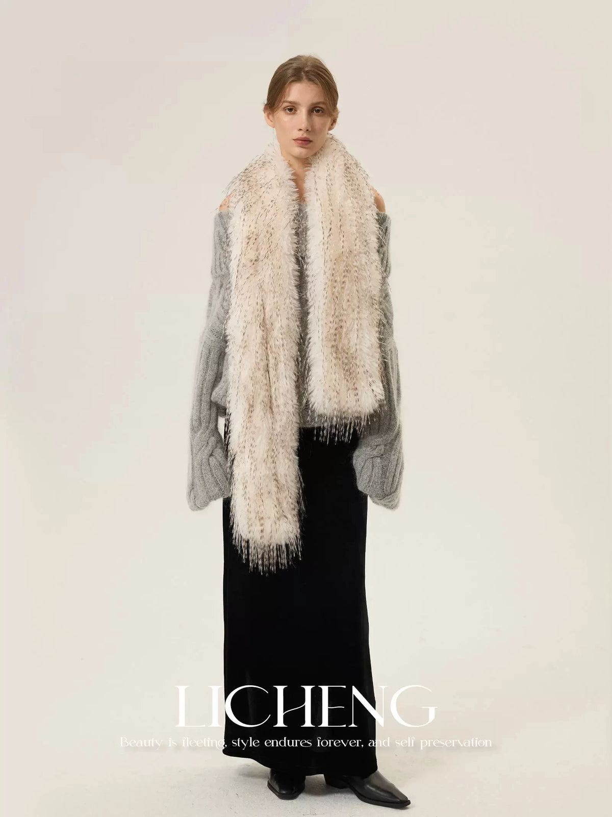faux mink fur scarf winter  neck warmer long Big  fur collar round scarf for woman shawls  Y2K Anime