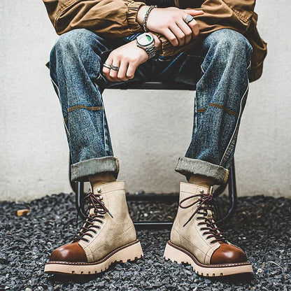 Handmade Autumn Winter New British Business Men Casual Leather Shoes Dress Cow Suede Ankle Boots Tooling Outdoor Desert Boots