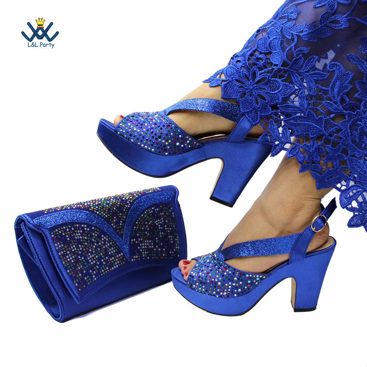 Buckle Strap Sandals Nigerian Women Shoes and Bag Set in Green Color with Wedges Heels For Ladies Party