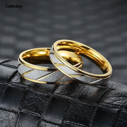 Unique Wave Pattern Couple Rings For Men Women High Quality Stainless Steel Ring Engagement Wedding Rings Jewelry Drop Shipping