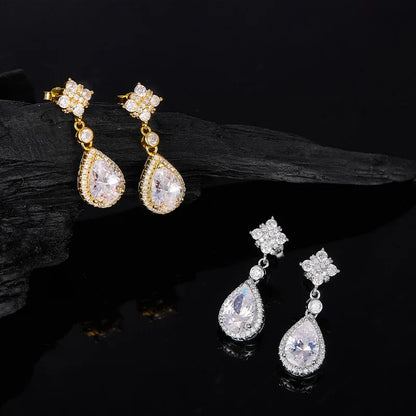 HORRIPAL D VVS1 Teardrop Moissanite Pendant Necklace for Women GRA 925 sterling Silver A Set Luxury Wedding Earring Fine Jewelry