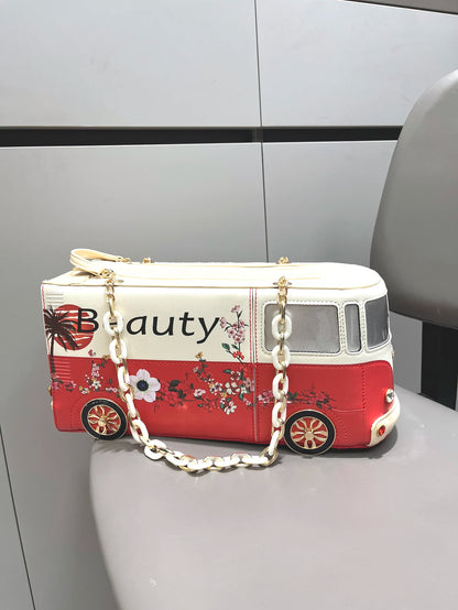 Luxury Designer Purses and Handbags Funny Bus Shape Bag Pu Leather Woman's Bag Purse High Quality Party Wedding Bag