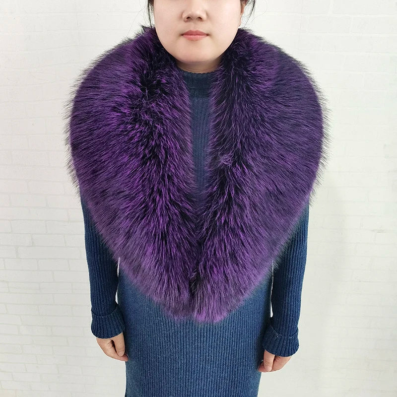 Large Women Faux Fox Fur Scarf Winter Jackets Warm Fluffy Shawl Fashion Artificial Fur Collar And Cuff Set Fluffy Scarves Female