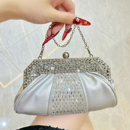 Fashionable Diamond Embedded Evening Dress Handbag Elegant Large Capacity Clutch Bag Tote Bag for Ladies Party And Banquet