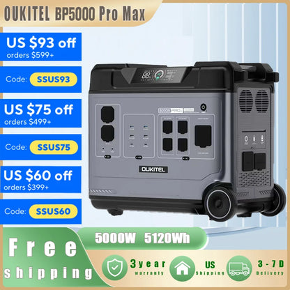 OUKITEL BP5000 Pro Max Portable Power Station 5000W Solar Generator 5120Wh Lifepo4 Home Backup Outdoor Camping Mobile power