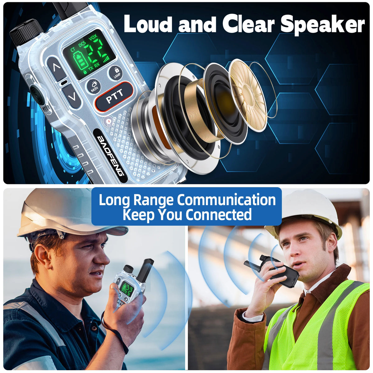 2pcs Baofeng T18 Mini Walkie Talkie Long Range PMR FRS Rechargable Portable Two Way Radio Type-C Charger VOX for Camping Trip