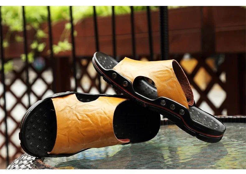 Men Summer Slippers Breathable Luxury Sandals Shoes Beach Classics Leather Mens Slippers Outdoor Flip Flop Indoor Slides Man