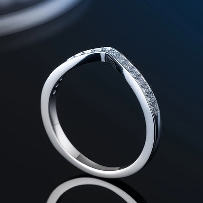 100% Pass Diamond Tester Pen Moissanite Ring Matching Wedding Diamond Band for Women 925 Sterling Silver Female Single Tail Ring