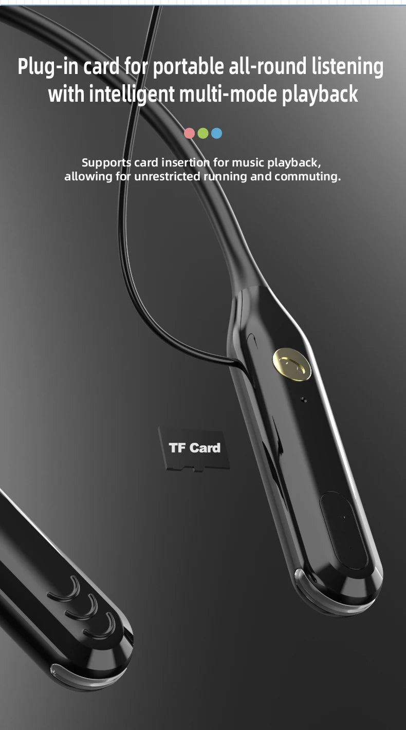 KEBIDUMEI Bluetooth 6.0 Neckband Headphones Support Wired /BT/TF/FM Radio 4 in 1 Gaming Headsets Wireless Earphones Earbuds