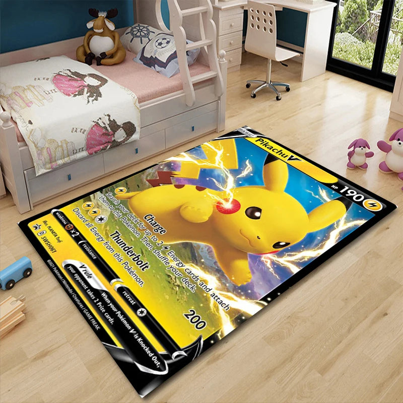 Japanese Anime Pokemon Card Pikachu Area Carpet for Living Room Home Decor Sofa Table Kids Rug Anti Slip Chair Lounge Floor Mat