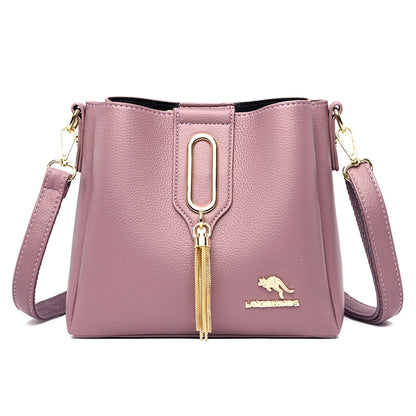 Luxury Hand bags For Women High Quality Pu Leather Three layers Ladies Shoulder Crossbody Bag Bucket Tassel Commuting Sac A Main