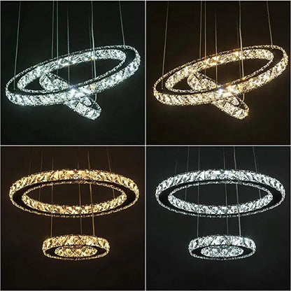 Modern LED Luxury Crystal Chandelier Villa Staircase Living Room Dimming Circular Gold Chandelier Home Lighting Indoor Light