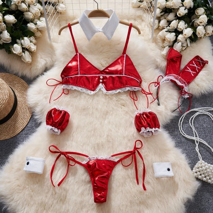 Women Lace Patchwork Velour Strappy Catsuits Fashion One Piece Combination Rompers Erotic Fashion Sexy Bunny Bodysuits Cosplay