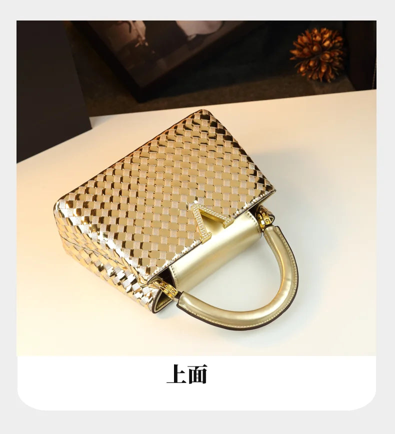 Genuine Leather Woven Handbag For Women 2026 New Light Luxury Women's Shoulder Bag Fashion Commuter Messenger Bag Versatile
