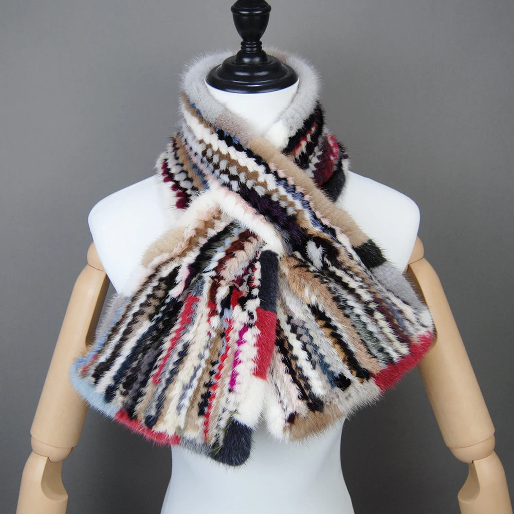 Fashion Women Winter Real Mink Fur Scarf Lady Warm Soft Genuine Mink Fur Scarf Shawl Fashion Luxury 100% Natural Mink Fur Scarfs