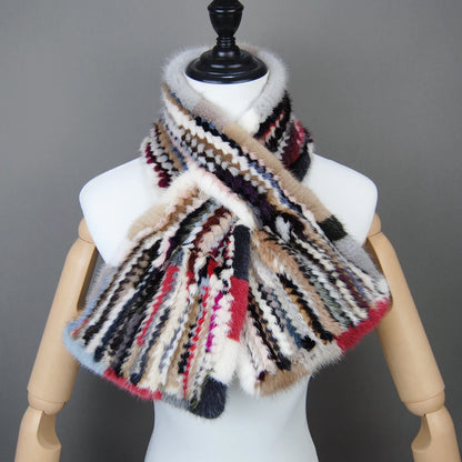 Fashion Women Winter Real Mink Fur Scarf Lady Warm Soft Genuine Mink Fur Scarf Shawl Fashion Luxury 100% Natural Mink Fur Scarfs