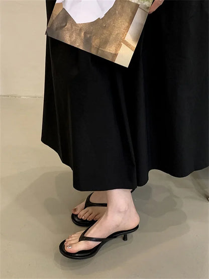 Eilyken Summer Fashion Thin Low Heels Slippers Women Round Clip Toe Beach Casual Sandals Flip Flops Shoes Zapatos De Mujer