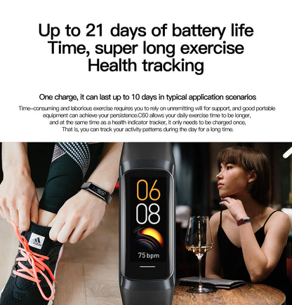 LIGE 1.1 Inch Amoled Heart Rate Monitor Smart Bracelet Wristband Slim Smart Watch Men Women Waterproof  Fitness Tracker Band