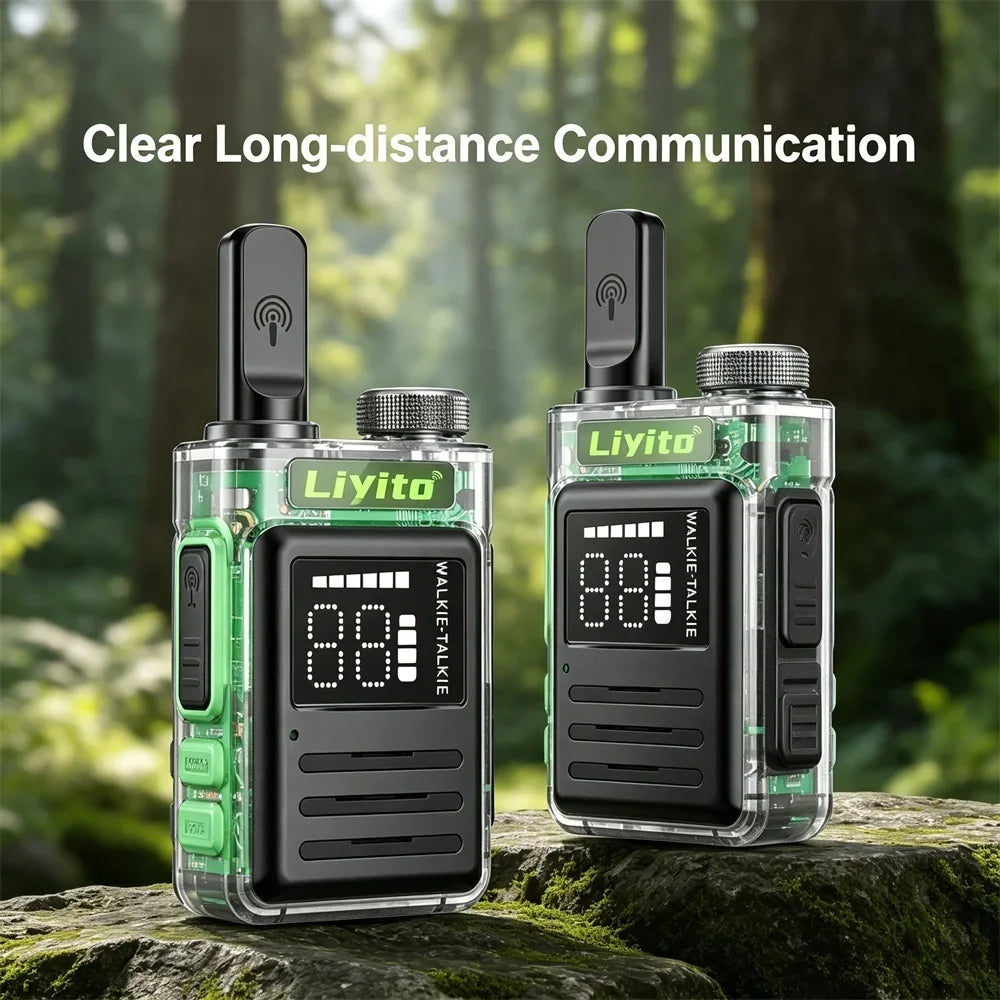 Mini Walkie Talkie 2 Pack Rechargeable Long Range Two Way Radio Type-C Charging 16 Channels Clear Audio for Business Outdoor