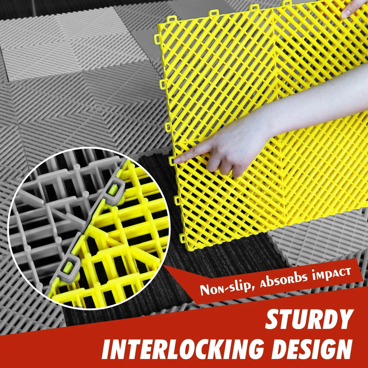 40PCS Pvc Garage Floor Tiles High Quality Pvc Car Garage Flooring Mat PP Plastic Interlocking Car Wash Room Tiles